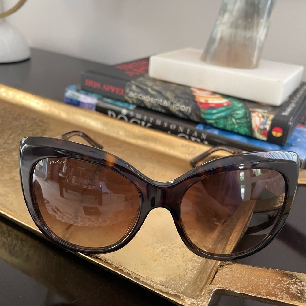 Bvlgari BV 8198-B Women's Sunglasses 5441/13 Dark Havana/Gold Brown Gradient 57